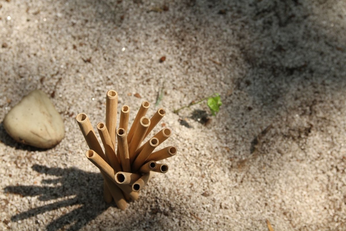 Bamboo Straw with Jute Pouch | 4 Straws & 1 Cleaner | Reusable Natural & Handcrafted | Verified Sustainable by Brown Living™