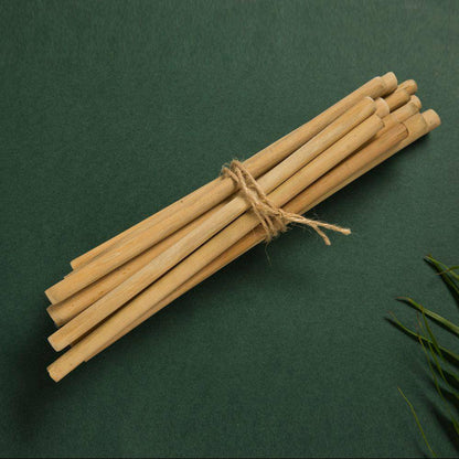 Bamboo Straw with Jute Pouch | 4 Straws & 1 Cleaner | Reusable Natural & Handcrafted | Verified Sustainable by Brown Living™