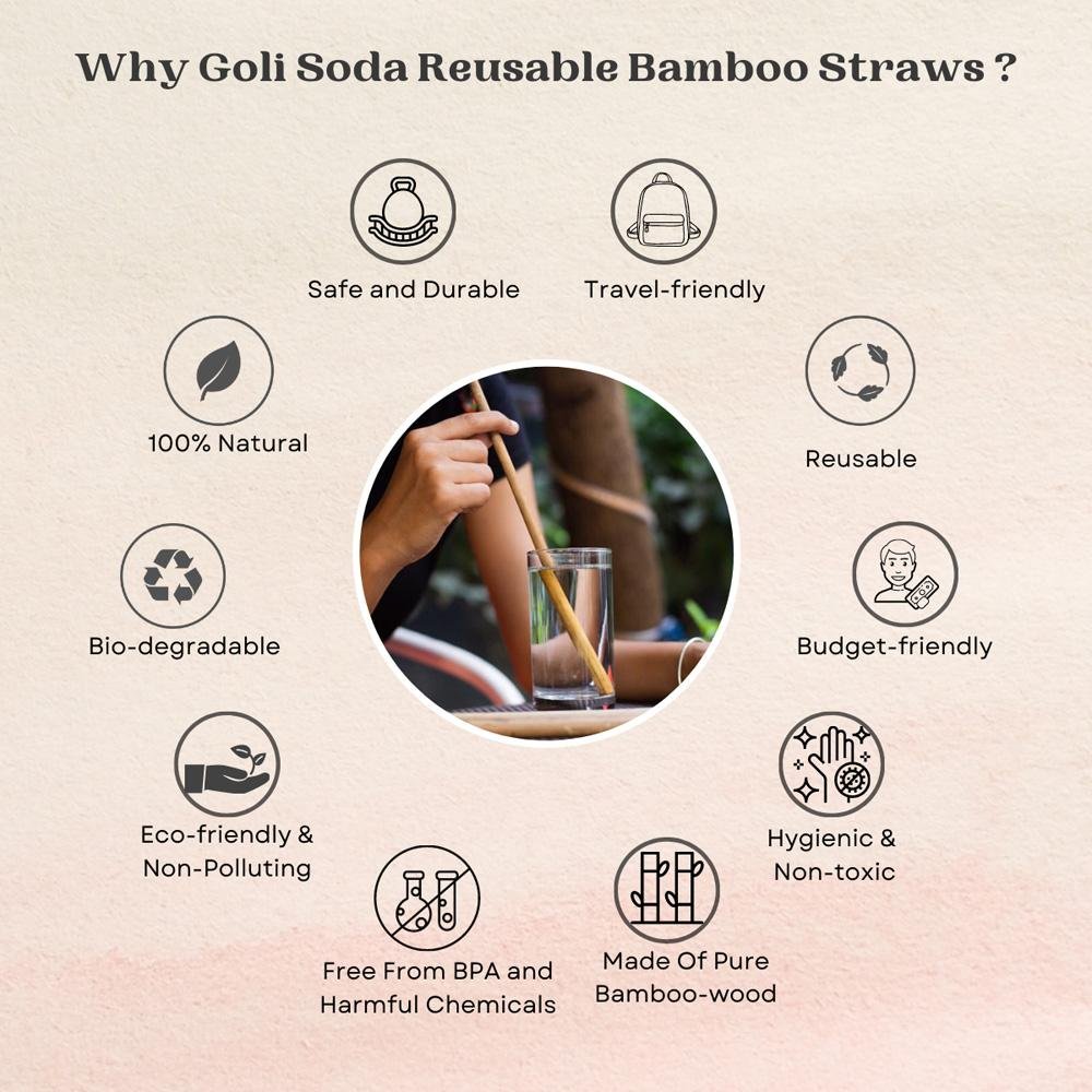 Bamboo Straws - Set of 6 - Eco - friendly / Washable / Reusable | Verified Sustainable by Brown Living™