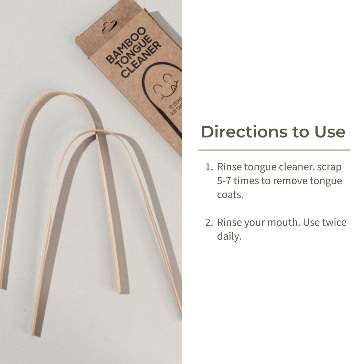 Bamboo Tongue Cleaner | For Oral Hygiene & Fresh Breath | Set of 2 | Verified Sustainable by Brown Living™