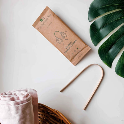 Bamboo Tongue Cleaner | Pack of 2 & 4 | Natural Tongue Scrapper – Tongue Cleaner on Brown Living™. SKU: TBB - 13. Img 2.
