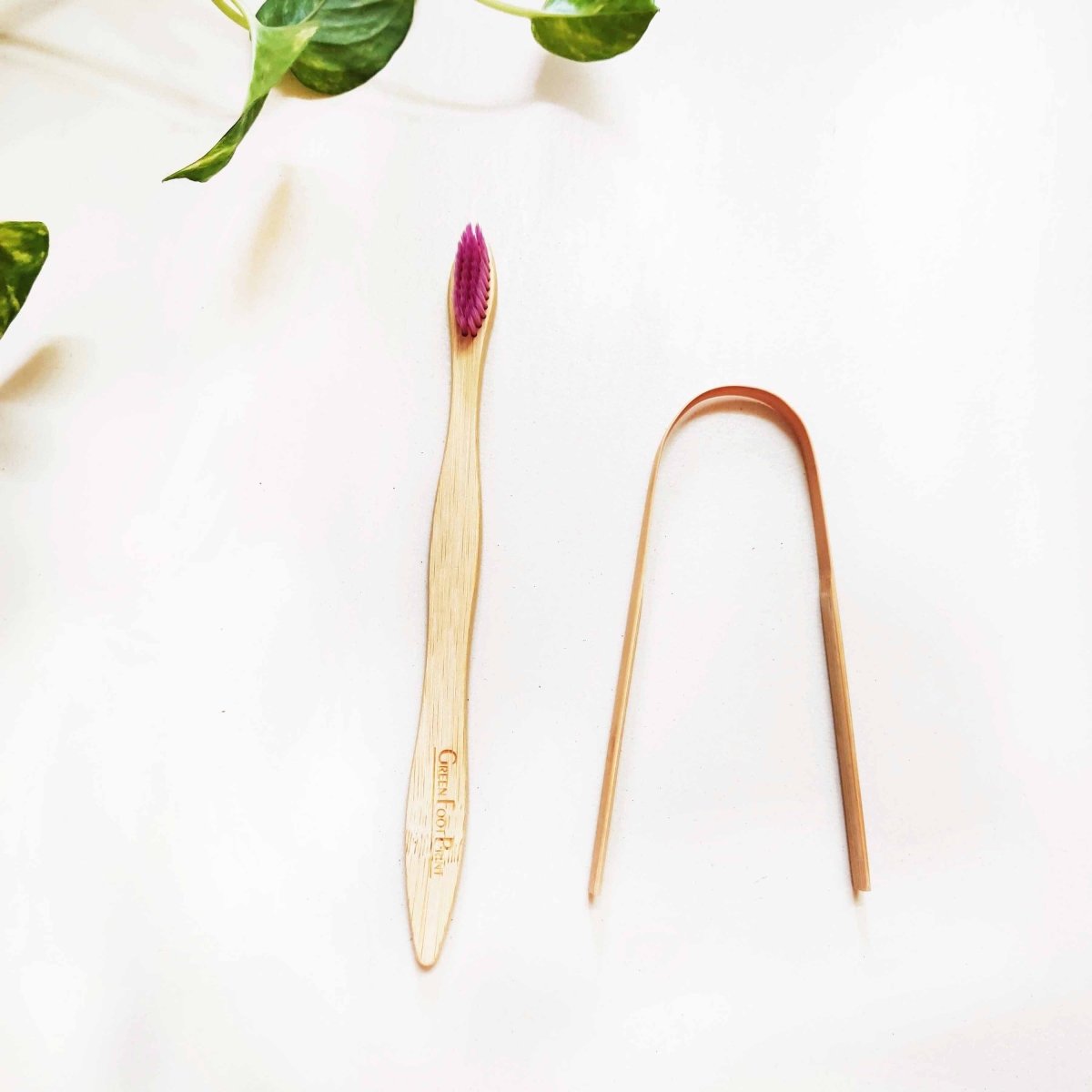 Bamboo Toothbrush & Bamboo Tongue Cleaner - Combo Pack | Verified Sustainable by Brown Living™