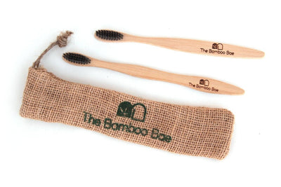 Bamboo Toothbrush | Charcoal Bristles – Tooth Brush on Brown Living™. SKU: TBB - 16. Img 2.
