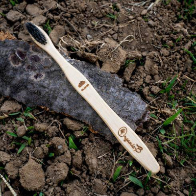 Bamboo Toothbrush Charcoal Infused Bristles - Pack of 4 – Tooth Brush on Brown Living™. SKU: 192 - 06627 - bamboo - toothbrush - charcoal - infused - bristles - p. Img 4.