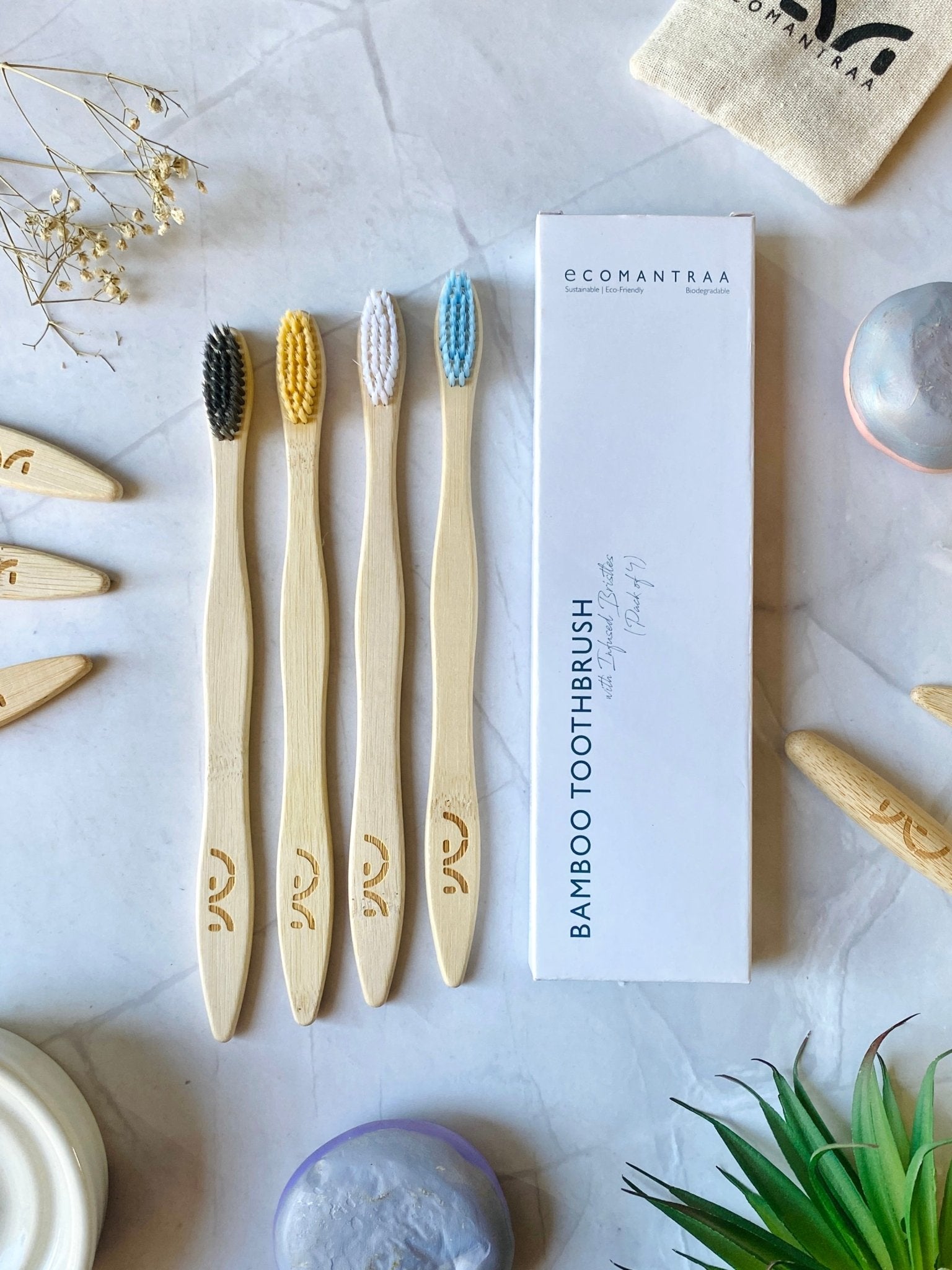 Bamboo Toothbrush (Pack of 4) | Verified Sustainable by Brown Living™