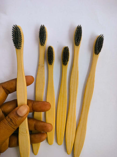 Bamboo Toothbrush - Pack of 6 – Tooth Brush on Brown Living™. SKU: 148 - 07054 - TB_3. Img 3.
