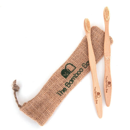 Bamboo Toothbrush | Ultra Soft Bristles | With Reusable Jute Pouch | Verified Sustainable by Brown Living™