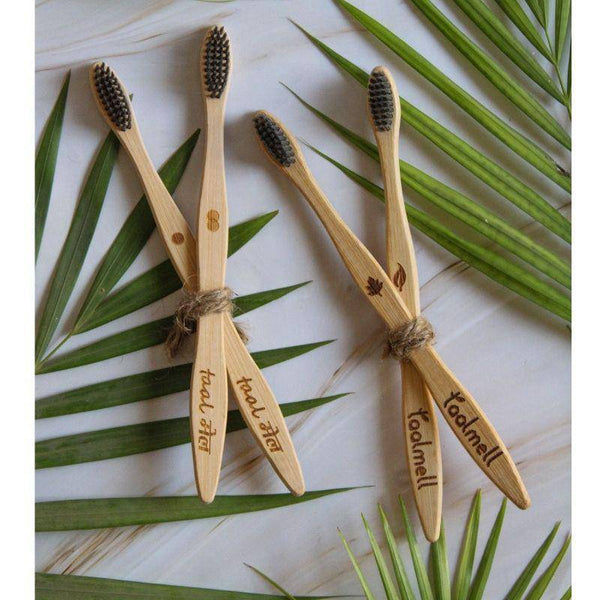 Buy Bamboo Toothbrush with Charcoal Infused Soft bristles | BPA FREE | Sustainable Bamboo | Pack of 4 | Shop Verified Sustainable Tooth Brush on Brown Living™