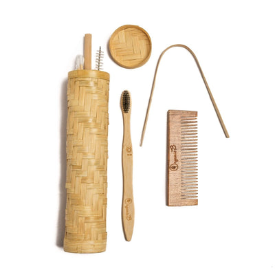 Bamboo Tribal Kit - Bathroom Essentials for Travel – Toothbrush on Brown Living™. SKU: 192 - 08706 - bambootravelkit. Img 2.