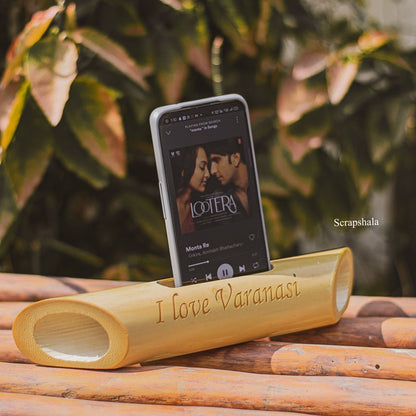 I Love Varanasi Bamboobeat Sound Amplifier - Portable Mobile Holder | Verified Sustainable by Brown Living™