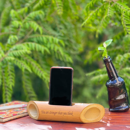 You are Stronger Than You Think Bamboobeat Natural Speaker - Portable Mobile Holder | Verified Sustainable by Brown Living™