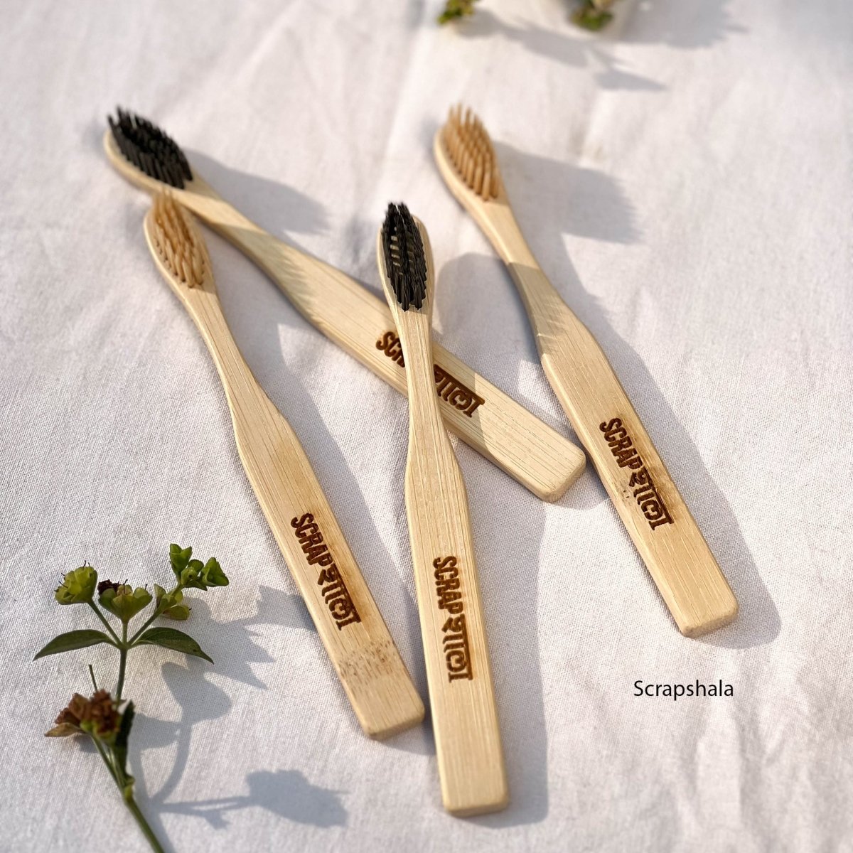 Bambooclean Kids Toothbrush - Soft Charcoal Bristles - Pack of 4 | Verified Sustainable by Brown Living™