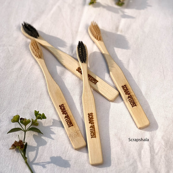 Buy Bambooclean Toothbrush Kids | Pack of 4 | Natural Bamboo Handle | Soft Charcoal Bristles | Shop Verified Sustainable Tooth Brush on Brown Living™
