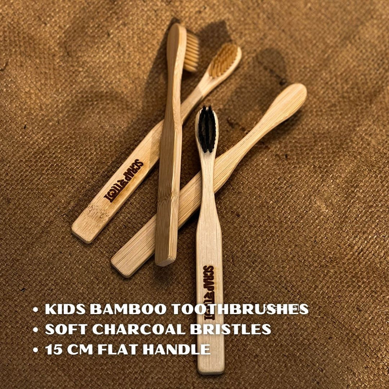 Buy Bambooclean Toothbrush Kids | Pack of 4 | Natural Bamboo Handle | Soft Charcoal Bristles | Shop Verified Sustainable Products on Brown Living