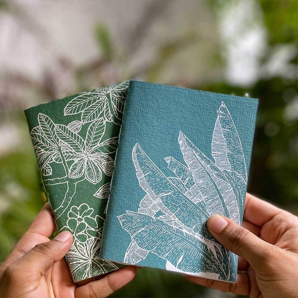 Buy Banaana & Frangipani - Set of 2 Handcrafted Notebooks - Ocean Blue + Forest Green | Shop Verified Sustainable Products on Brown Living