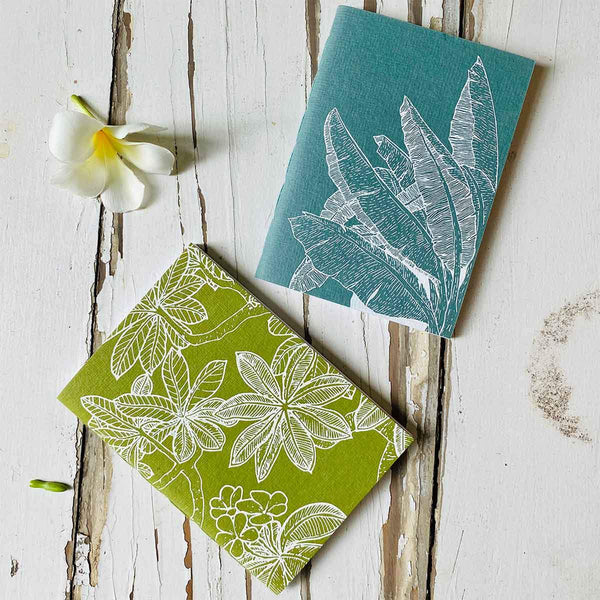 Buy Banaana & Frangipani - Set of 2 Handcrafted Notebooks - Ocean Blue + Olive Green | Shop Verified Sustainable Products on Brown Living