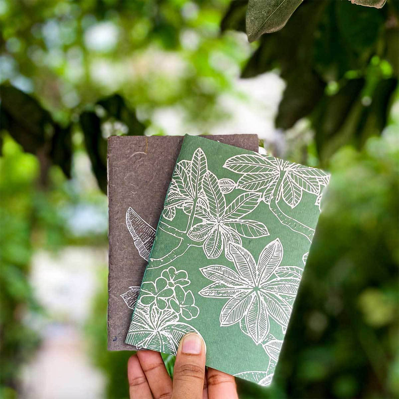 Buy Banaana & Frangipani - Set of 2 Handcrafted Notebooks - Slate Gray + Forest Green | Shop Verified Sustainable Products on Brown Living