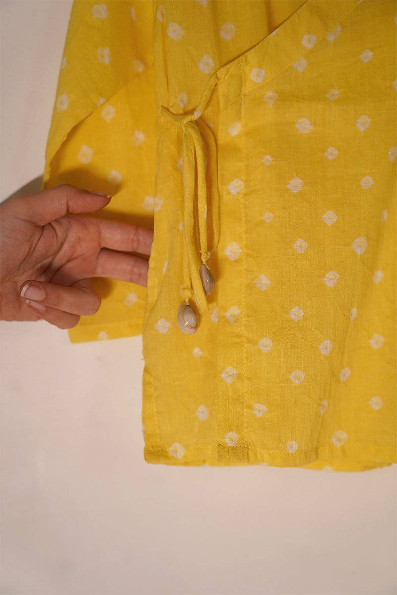 Buy Bare Your Heart' Unisex Kedia Bandhini Kurta In Yellow | Shop Verified Sustainable Products on Brown Living