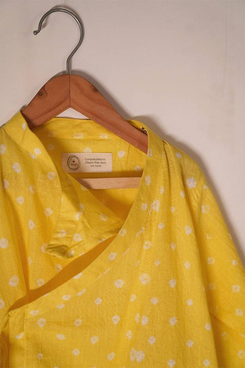 Buy Bare Your Heart' Unisex Kedia Bandhini Kurta In Yellow | Shop Verified Sustainable Products on Brown Living