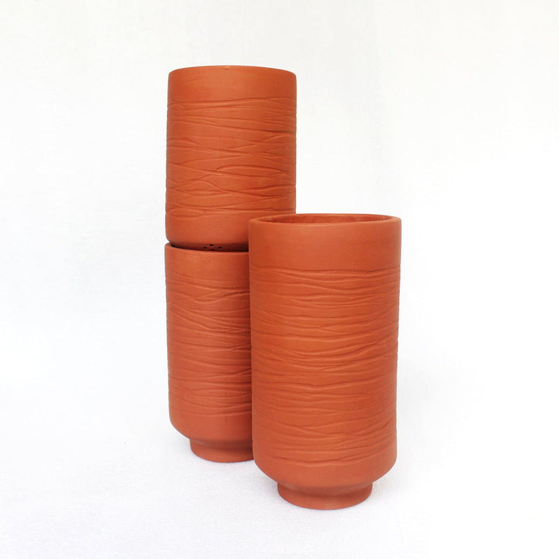 Buy Barrel Terracotta Planters Set of 3 (Large,Medium,Small) | Shop Verified Sustainable Products on Brown Living