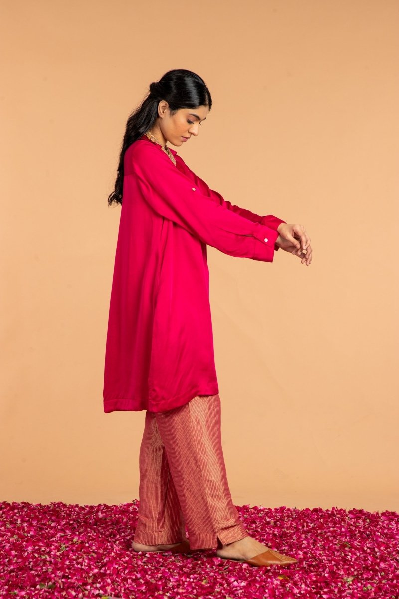 Basic Collared Modal Satin Kurta | Verified Sustainable by Brown Living™