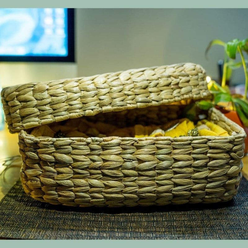 Basket With Lid - Water Reed (Kauna Grass) | Verified Sustainable Baskets & Boxes on Brown Living™