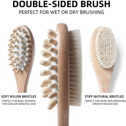 Bath Brush 2 In 1 with Free Loofah | Body Brush with Handle | Verified Sustainable by Brown Living™