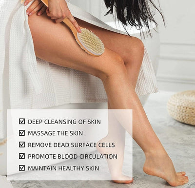 Bath Brush 2 In 1 with Free Loofah | Body Brush with Handle – Bath Accessories on Brown Living™. SKU: TBB - 25. Img 9.