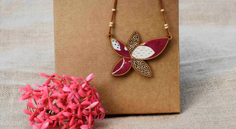 Buy Beaded Flower Necklace (Pink) | Shop Verified Sustainable Products on Brown Living