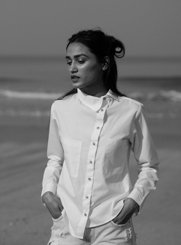 Buy Beck Casual White Poplin Shirt | Shop Verified Sustainable Womens Shirt on Brown Living™