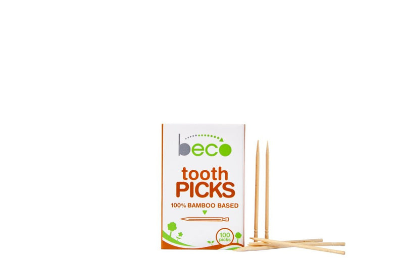 Beco Eco-friendly Bamboo Toothpicks - 100 picks X Pack of 10 | Verified Sustainable Tooth Pick on Brown Living™