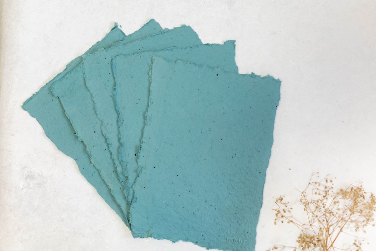 Becoming a Wildflower - Dusty Blue - Pack of 8 Plantable A4 Sheets – Printer & Copier Paper on Brown Living™. SKU: SR0014. Img 3.