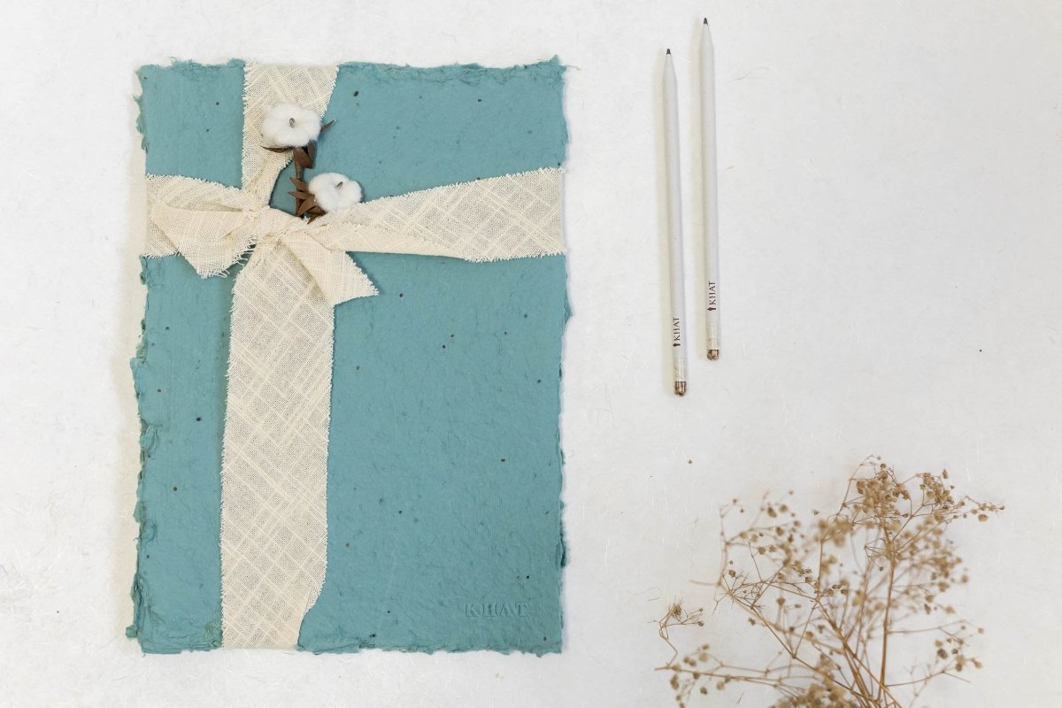 Becoming a Wildflower - Dusty Blue - Pack of 8 Plantable A4 Sheets – Printer & Copier Paper on Brown Living™. SKU: SR0014. Img 1.