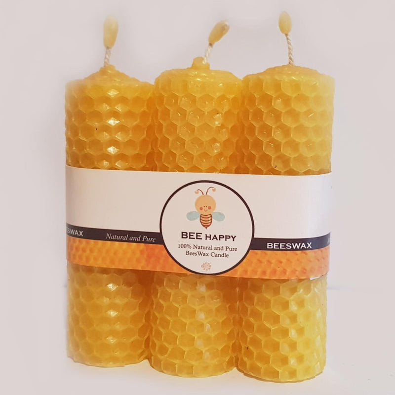 Buy BEE Happy | Pure Beeswax Hand-Rolled Candle pack of 3 | Shop Verified Sustainable Products on Brown Living