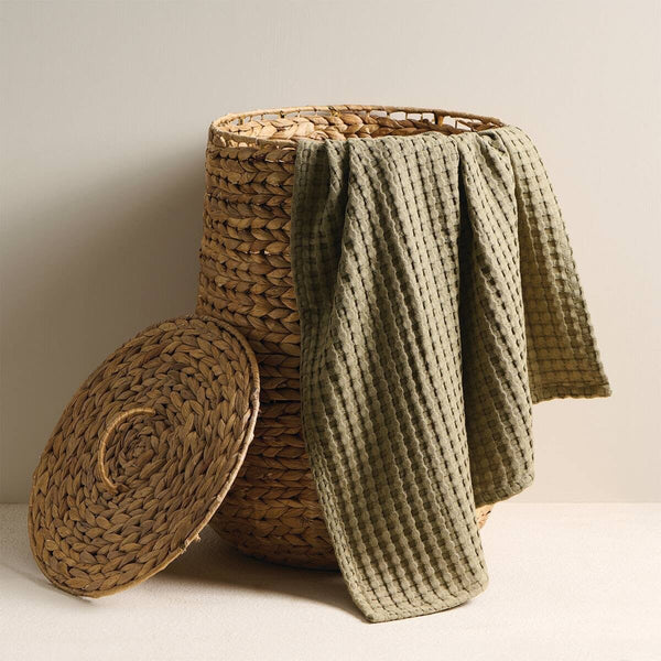 Beehive Bamboo Textured Waffle Bath Towel-Moss | Verified Sustainable Bath Linens on Brown Living™