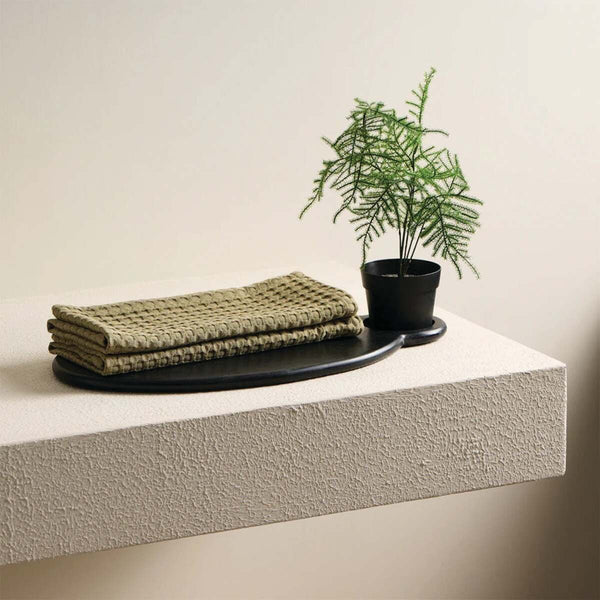Beehive Bamboo Textured Waffle Hand Towel-Moss | Verified Sustainable Bath Linens on Brown Living™