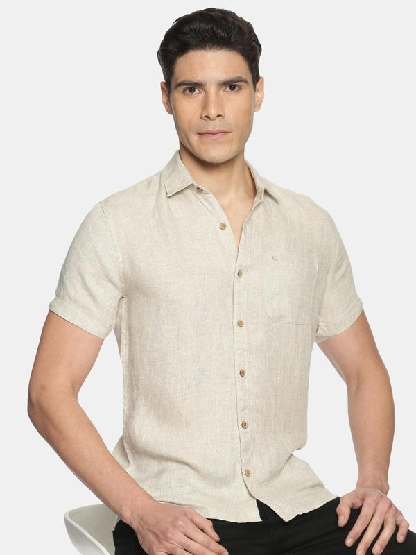 Buy Beige Colour Slim Fit Hemp Casual Shirt | Shop Verified Sustainable Products on Brown Living