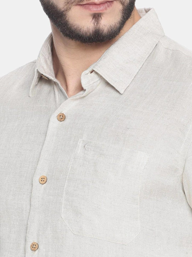 Buy Beige Colour Slim Fit Hemp Formal Shirt | Shop Verified Sustainable Products on Brown Living