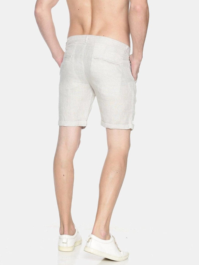 Buy Beige Colour Slim Fit Hemp Shorts | Shop Verified Sustainable Products on Brown Living