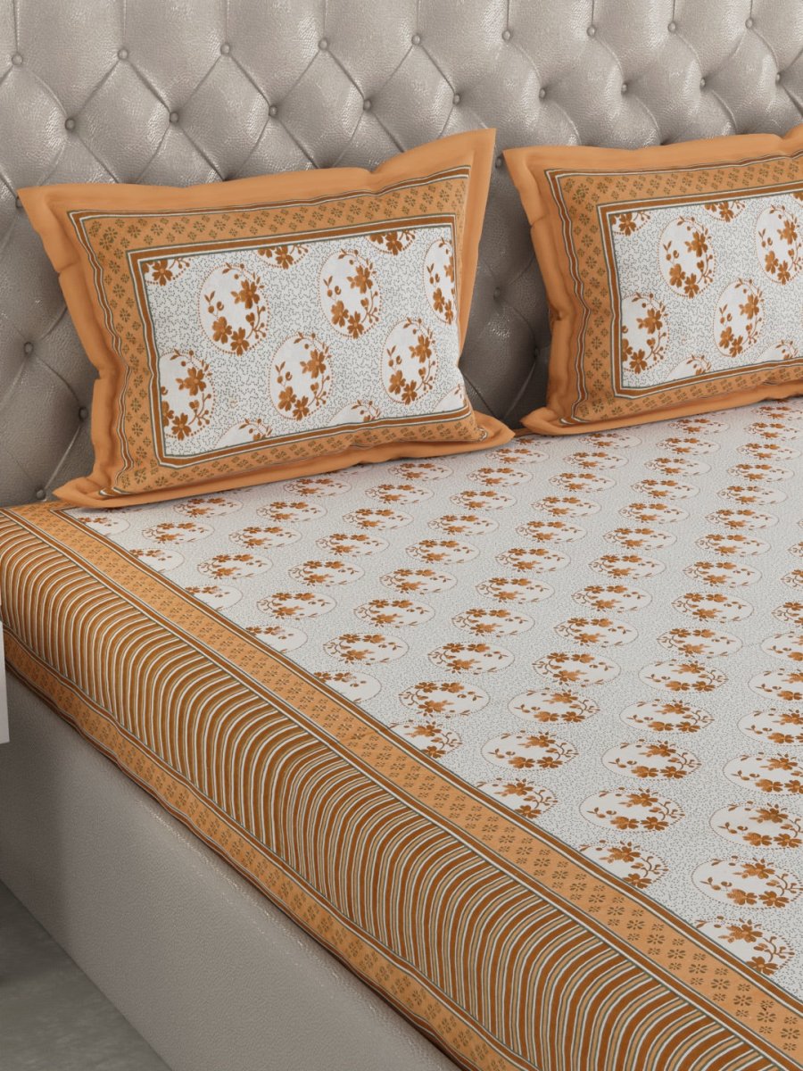 Hand Block Printed Pure Cotton King Size Bedding Set | Verified Sustainable by Brown Living™