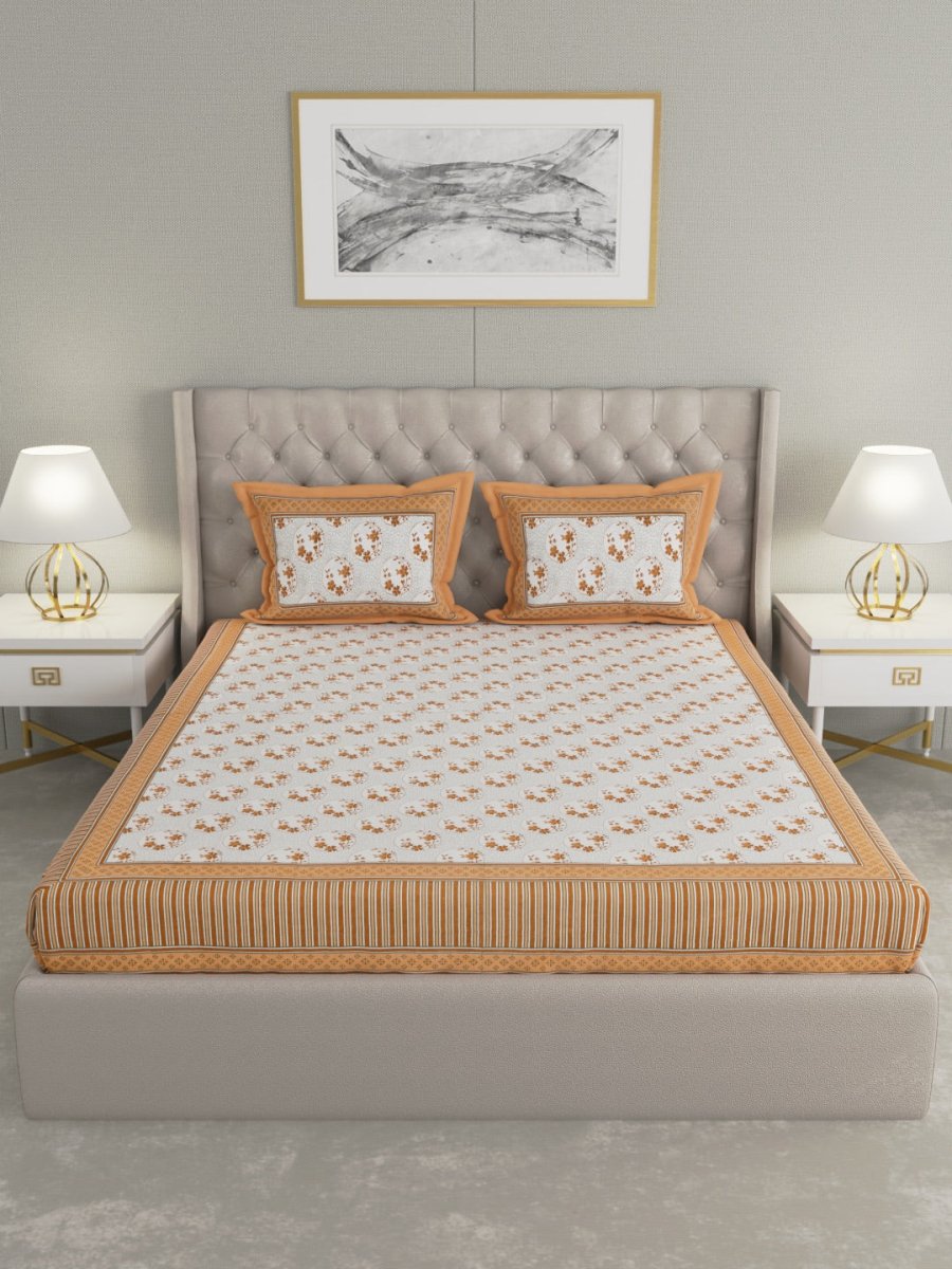 Hand Block Printed Pure Cotton King Size Bedding Set | Verified Sustainable by Brown Living™