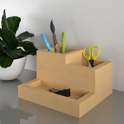 Beige Mulberry | Wooden Pen Holder | Verified Sustainable by Brown Living™