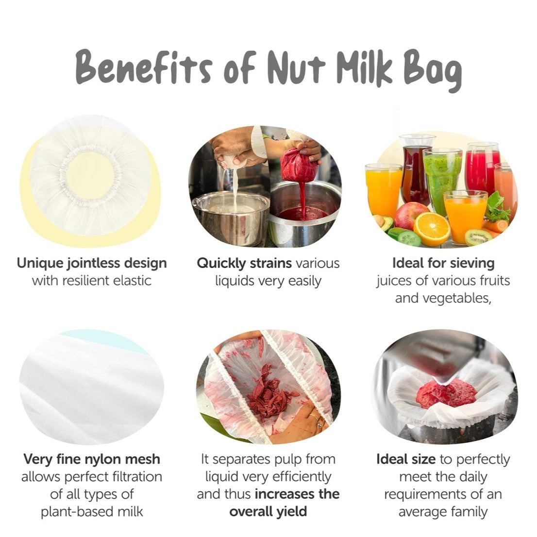 Best Quality Food Grade Strainer Bag | Nut Milk Bag – Kitchen Tools by SATOPRADHAN available on Brown Living™. . SKU: 2HK - NMB. Img 3.