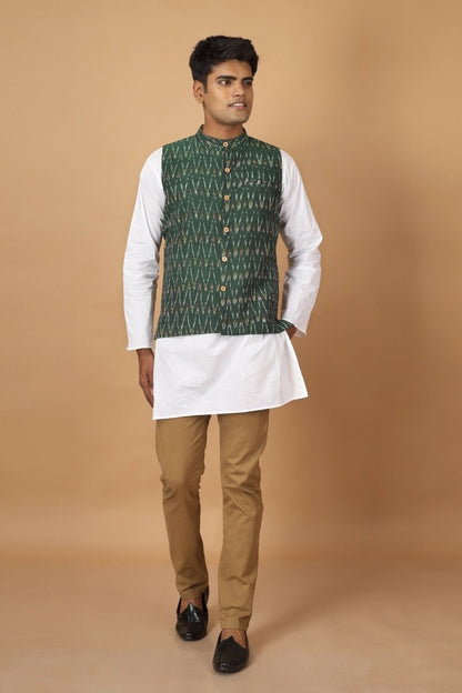 Bhor Ikat Mens Nehru Cotton Jacket | Verified Sustainable by Brown Living™