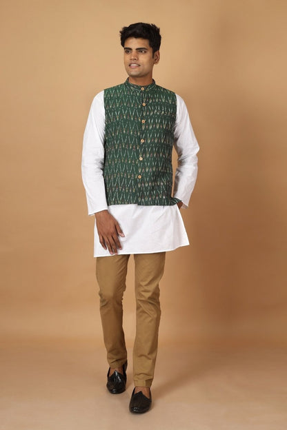 Bhor Ikat Mens Nehru Cotton Jacket | Verified Sustainable by Brown Living™