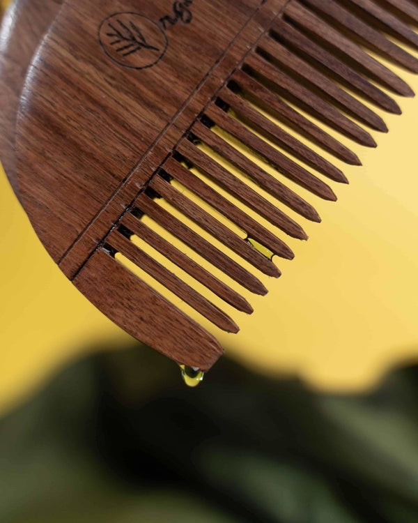 Buy Bhringraj Oil & Wooden Applicator Combo | Shop Verified Sustainable Hair Comb on Brown Living™