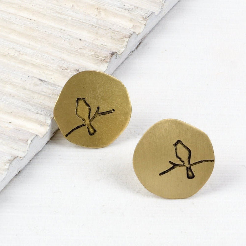 Buy Bird Brass Handcrafted Stud Earrings | Shop Verified Sustainable Products on Brown Living