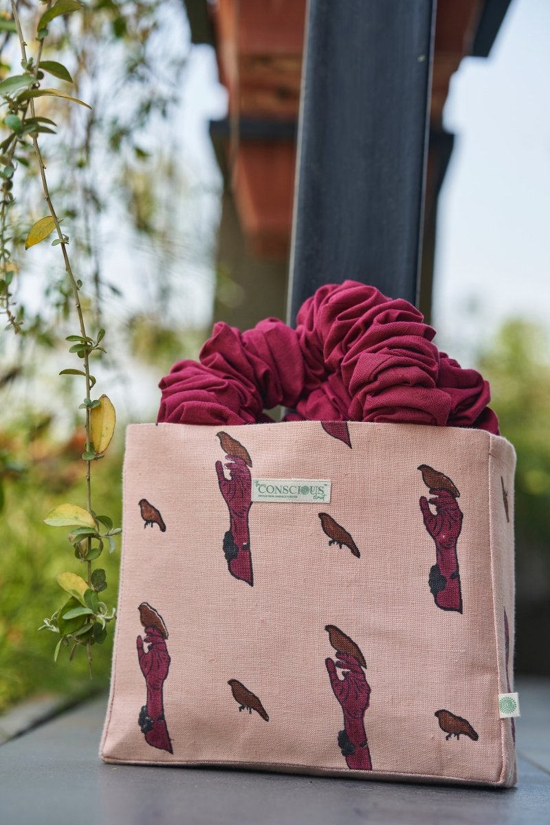 Birdie Scrunchie Open Tote Bag in Bamboo Hemp | Verified Sustainable by Brown Living™