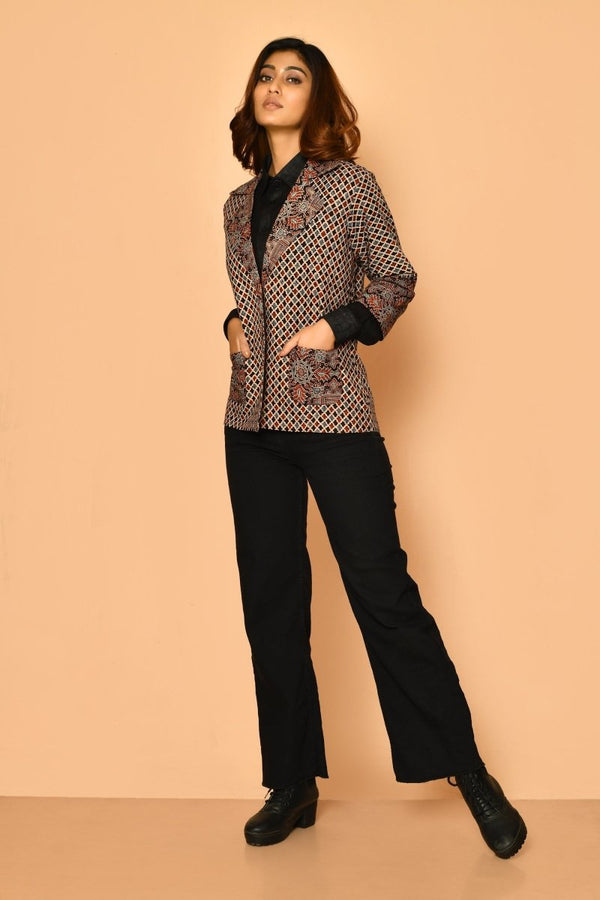 Buy Black Ajharak Coat Cotton Jacket for Women | Shop Verified Sustainable Womens Jacket on Brown Living™