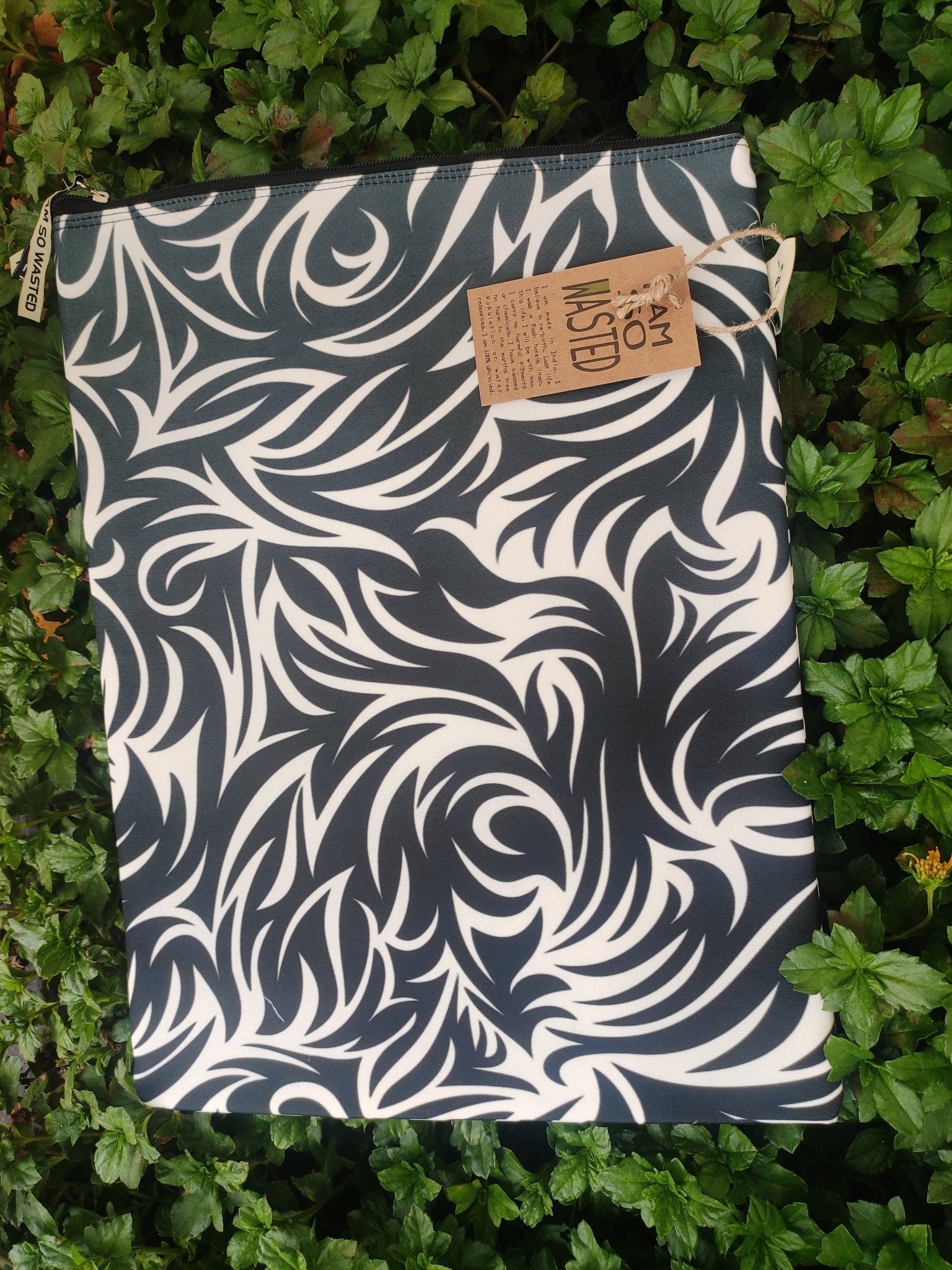 Black and White Upcycled Laptop Sleeve | Verified Sustainable by Brown Living™